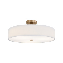 Justice Design Group (Yellow) FAB-9302-WHTE-BRSS - Genova 24" LED Low-Profile Drum Semi-Flush